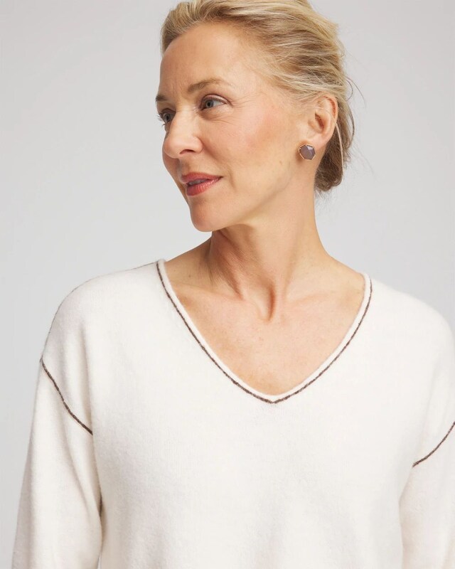 Contrast Stitch V-Neck Sweater - image 4